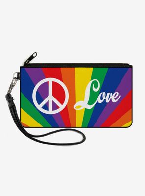 Peace and Love Rainbow Rays Canvas Zip Clutch Wallet