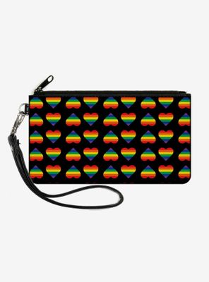 Rainbow Hearts Flip Canvas Zip Clutch Wallet