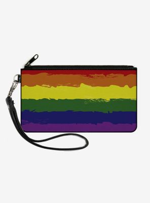 Rainbow Stripe Painted Canvas Zip Clutch Wallet