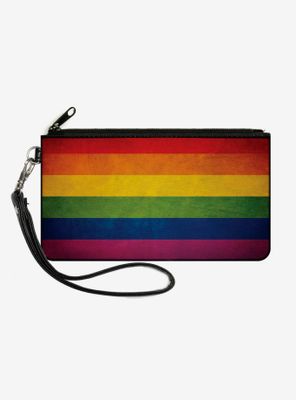 Weathered Rainbow Pride Flag Canvas Zip Clutch Wallet