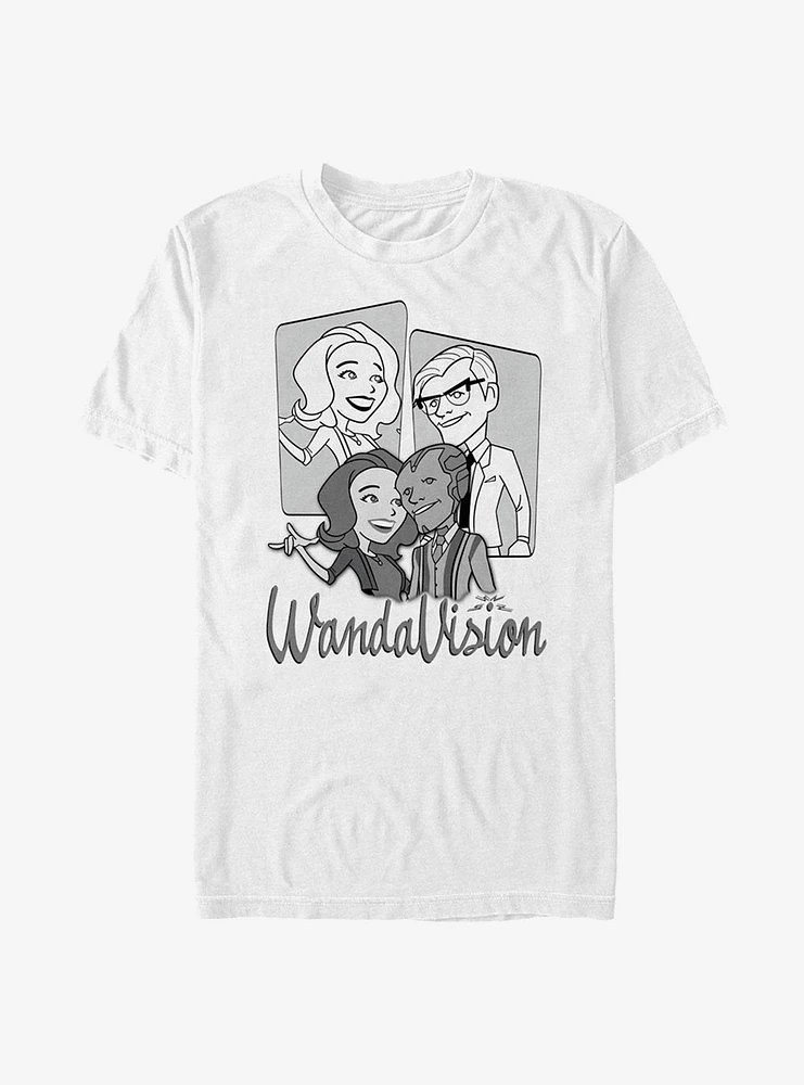 Marvel WandaVIsion Cartoon Character Panels T-Shirt