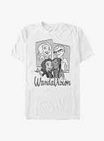 Marvel WandaVIsion Cartoon Character Panels T-Shirt