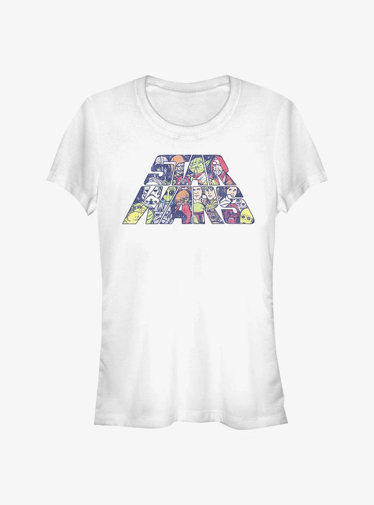Star Wars Slant Characters Logo Girls T-Shirt