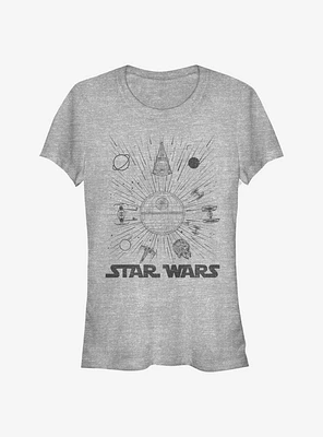Star Wars Ships And Lines Burst Girls T-Shirt