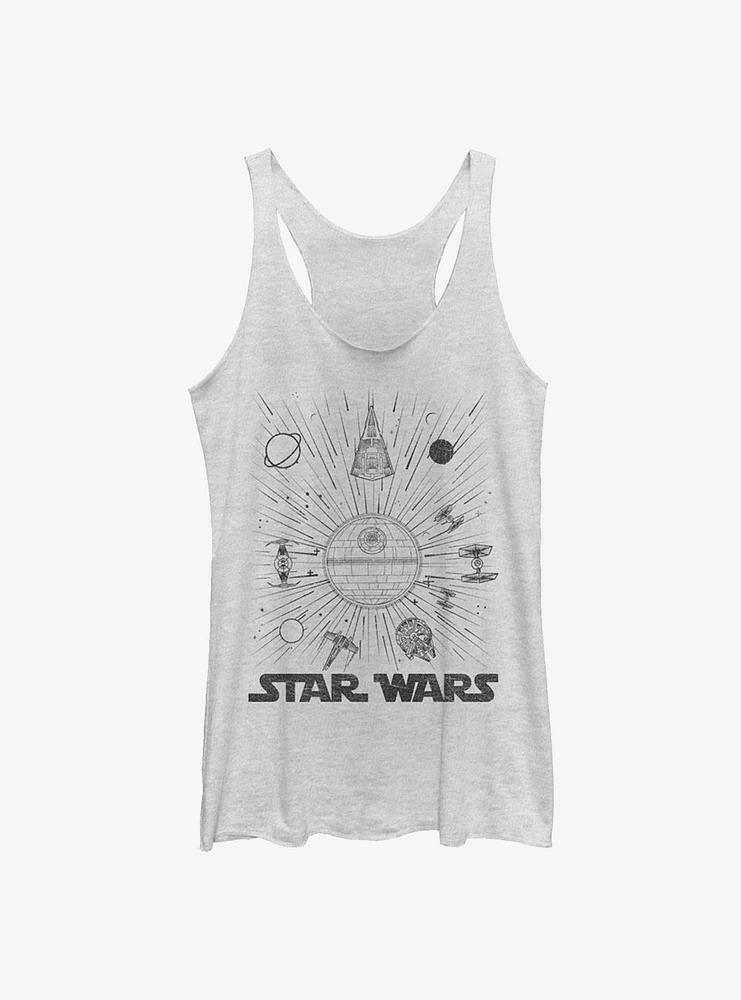 Star Wars Ships And Lines Burst Girls Tank