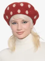 Red & White Polka Dot Mushroom Cap Beret