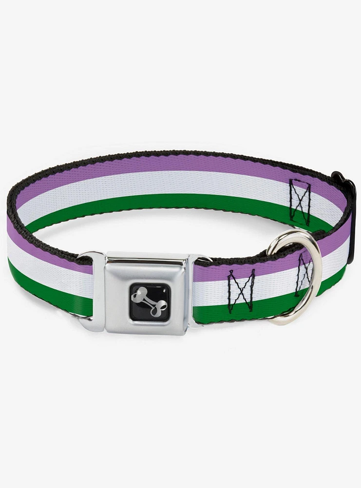 Genderqueer Flag Seatbelt Dog Collar