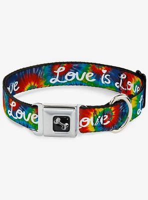 Love Is Tie Dye Seatbelt Dog Collar
