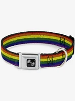 Rainbow Stripe Painted Seatbelt Dog Collar
