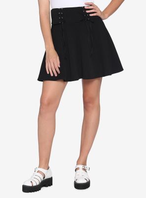 Multi Lace-Up Black Yoke Skirt