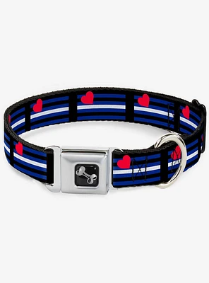 Leather Flag Seatbelt Dog Collar