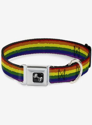 Rainbow Stripe Painted Seatbelt Dog Collar