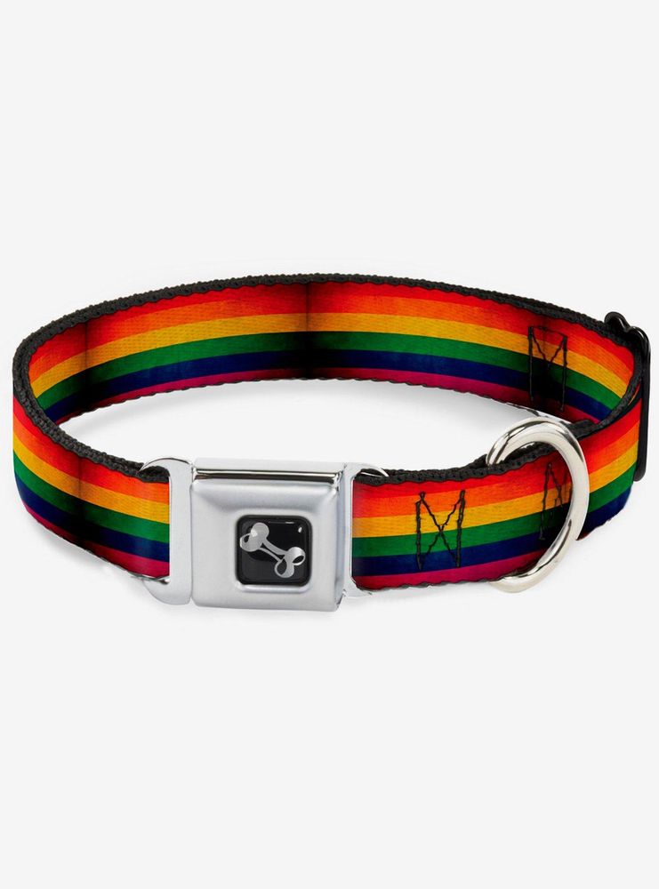 Weathered Rainbow Pride Flag Seatbelt Dog Collar