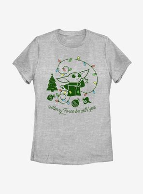Star Wars The Mandalorian Child Merry Force Be With You Womens T-Shirt