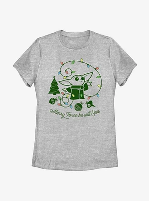 Star Wars The Mandalorian Child Merry Force Be With You Womens T-Shirt