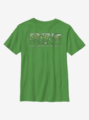 Star Wars The Mandalorian Child Eat, Drink & Be Epic Youth T-Shirt