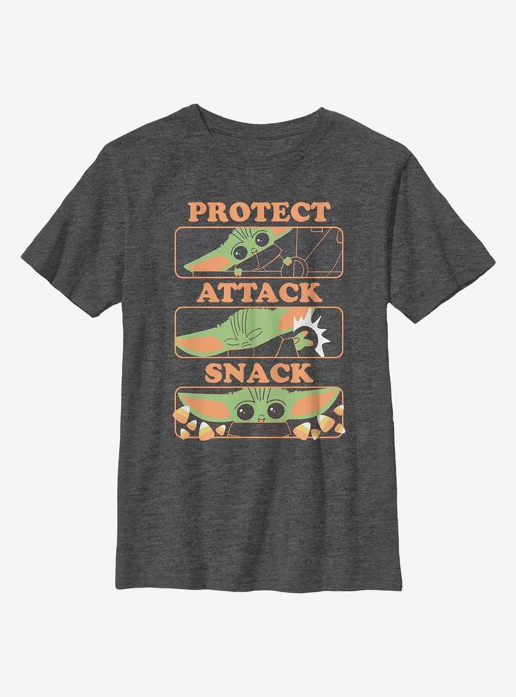 Star Wars The Mandalorian Child Protect Attack Snack Youth T-Shirt