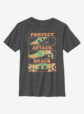 Star Wars The Mandalorian Child Protect Attack Snack Youth T-Shirt
