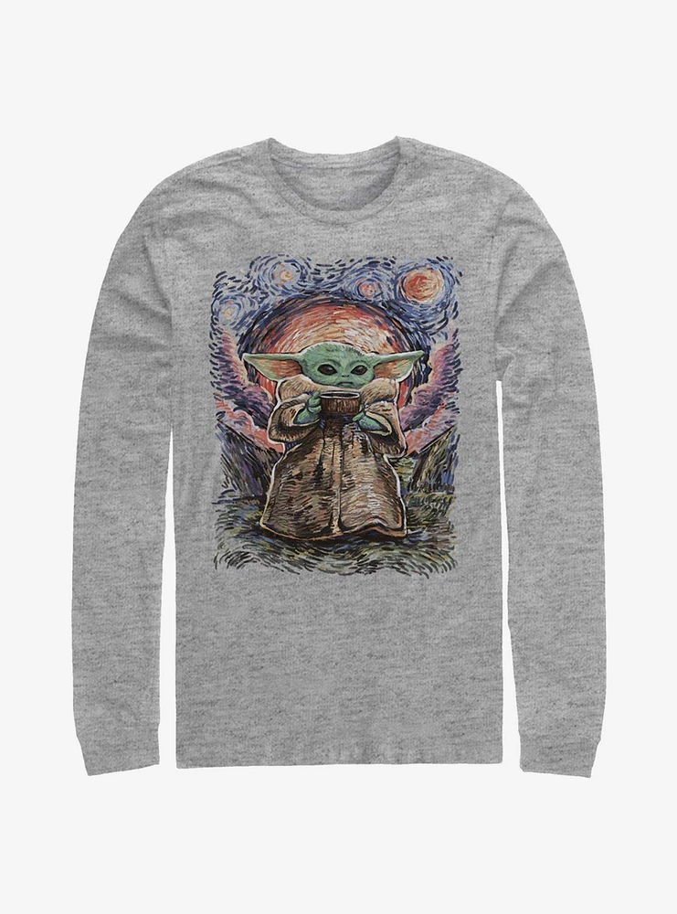 Star Wars The Mandalorian Child Sipping Artistic Long-Sleeve T-Shirt