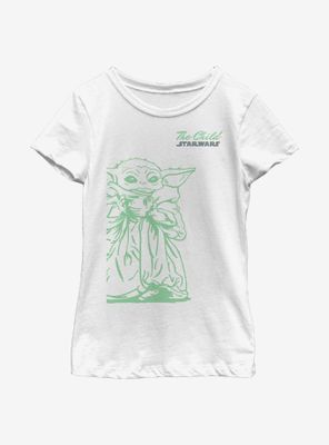 Star Wars The Mandalorian Child Sipping Sketch Youth Girls T-Shirt