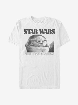 Star Wars The Mandalorian Child Black And White Photo T-Shirt