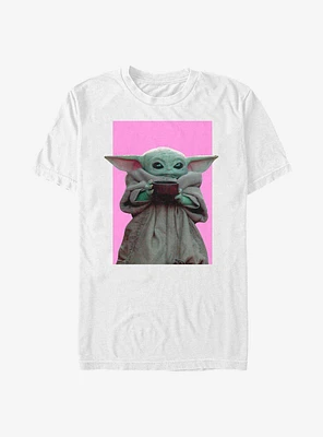 Star Wars The Mandalorian Child Pink Background T-Shirt