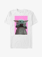 Star Wars The Mandalorian Child Pink Background T-Shirt