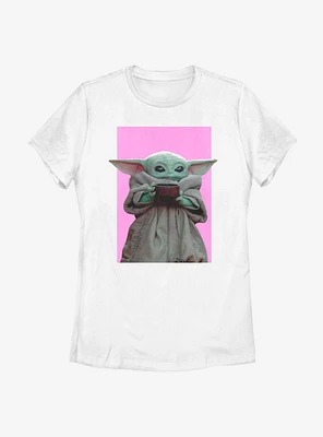 Star Wars The Mandalorian Child Pink Background Women T-Shirt