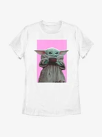 Star Wars The Mandalorian Child Pink Background Women T-Shirt