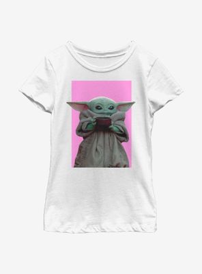 Star Wars The Mandalorian Child Pink Background Youth Girls T-Shirt