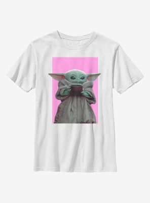 Star Wars The Mandalorian Child Pink Background Youth T-Shirt