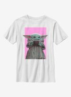 Star Wars The Mandalorian Child Pink Background Youth T-Shirt