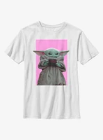 Star Wars The Mandalorian Child Pink Background Youth T-Shirt