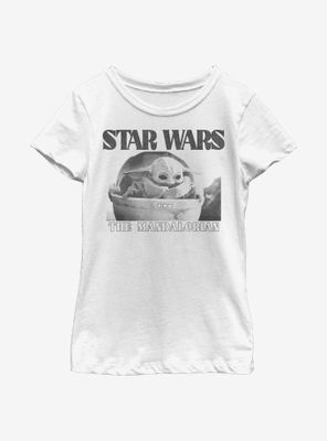 Star Wars The Mandalorian Child Black And White Photo Youth Girls T-Shirt
