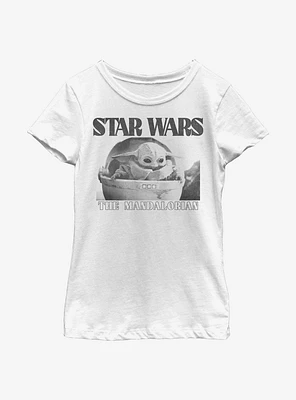 Star Wars The Mandalorian Child Black And White Photo Youth Girls T-Shirt