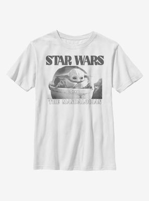 Star Wars The Mandalorian Child Black And White Photo Youth T-Shirt