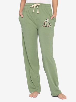 Harry Potter Deathly Hallows Floral Army Green Pajama Pants