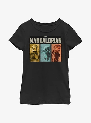 Star Wars The Mandalorian Group Panels Youth Girls T-Shirt