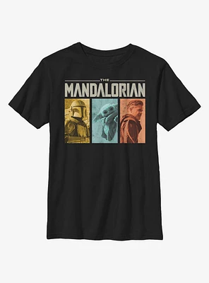 Star Wars The Mandalorian Group Panels Youth T-Shirt