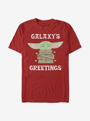 Star Wars The Mandalorian Child Galaxy's Christmas Lights T-Shirt