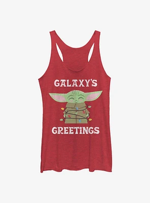 Star Wars The Mandalorian Child Galaxy's Christmas Lights Womens Tank Top