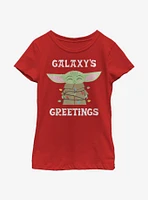 Star Wars The Mandalorian Child Galaxy's Christmas Lights Youth Girls T-Shirt