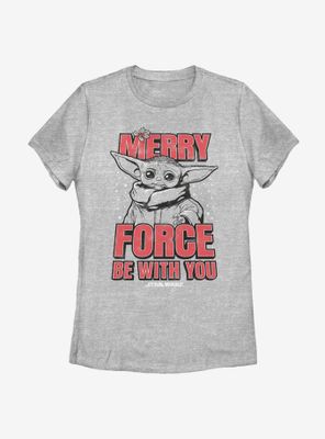 Star Wars The Mandalorian Child Merry Force Christmas Womens T-Shirt