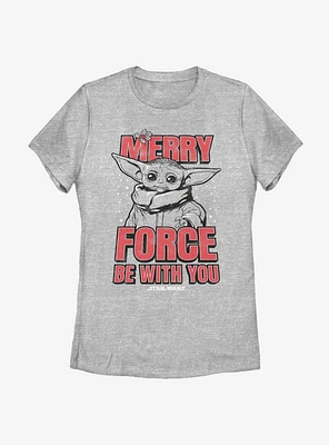 Star Wars The Mandalorian Child Merry Force Christmas Womens T-Shirt