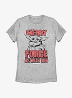 Star Wars The Mandalorian Child Merry Force Christmas Womens T-Shirt