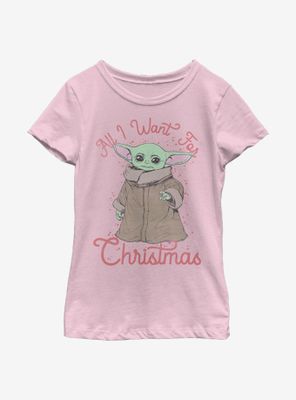 Star Wars The Mandalorian Child All I Want Christmas Youth Girls T-Shirt