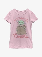 Star Wars The Mandalorian Child All I Want Christmas Youth Girls T-Shirt