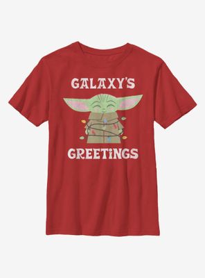 Star Wars The Mandalorian Child Galaxy's Christmas Lights Youth T-Shirt