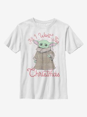 Star Wars The Mandalorian Child All I Want Christmas Youth T-Shirt