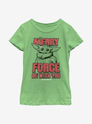 Star Wars The Mandalorian Child Merry Force Christmas Youth Girls T-Shirt